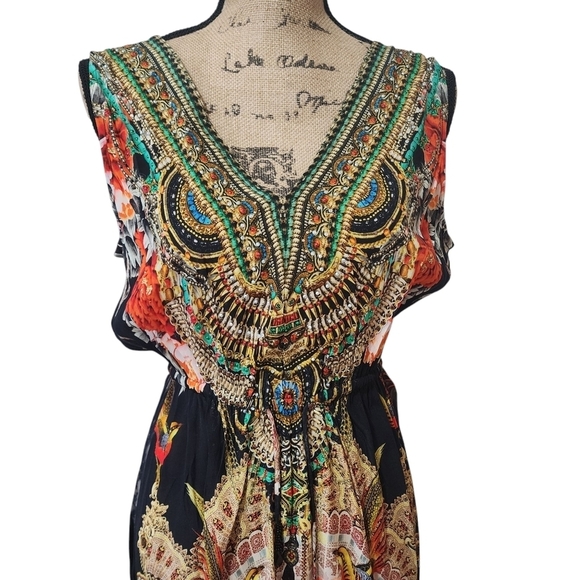 NWT Shahida Parides Luxury Embellished Multi-color Asymmetrical Hi-Lo Dress- M/L - Picture 4 of 16